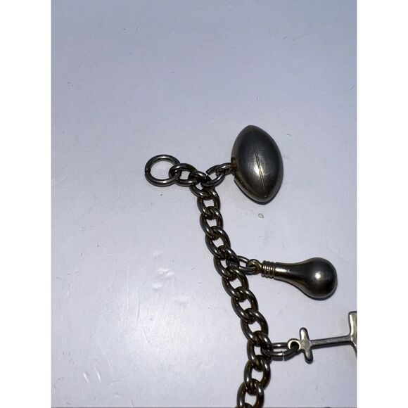 Vintage Charm Bracelet 11 Charms Travel Lamp Mower Football Telephone Light Bulb - Picture 6 of 7
